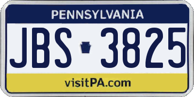 PA license plate JBS3825