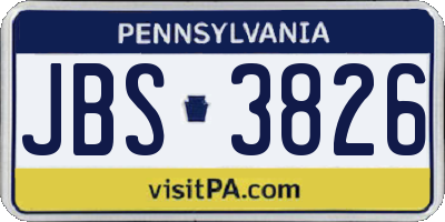 PA license plate JBS3826