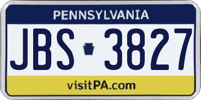 PA license plate JBS3827