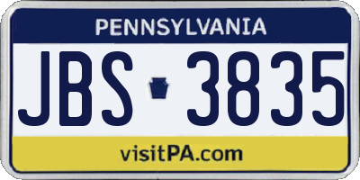 PA license plate JBS3835