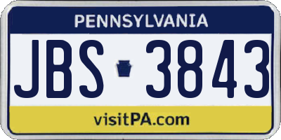 PA license plate JBS3843