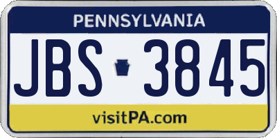 PA license plate JBS3845