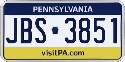 PA license plate JBS3851
