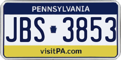 PA license plate JBS3853