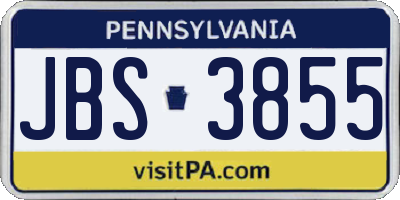 PA license plate JBS3855