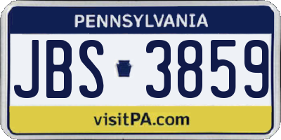 PA license plate JBS3859
