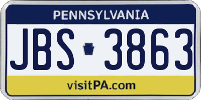 PA license plate JBS3863