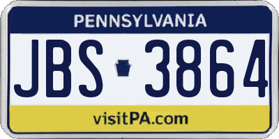 PA license plate JBS3864