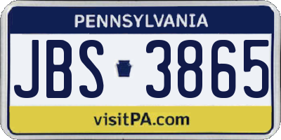 PA license plate JBS3865