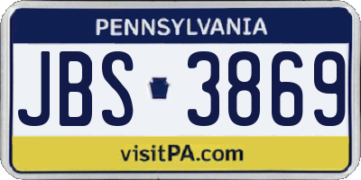 PA license plate JBS3869