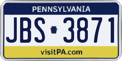 PA license plate JBS3871