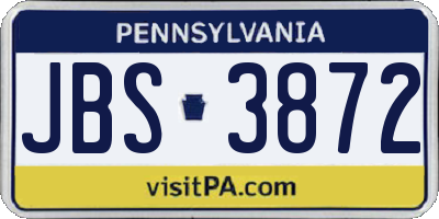 PA license plate JBS3872