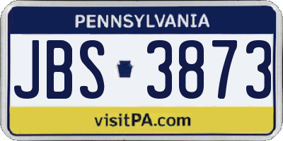 PA license plate JBS3873