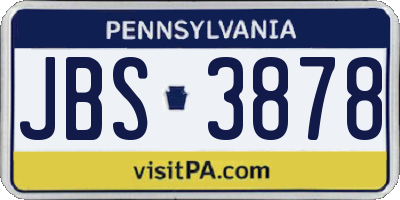 PA license plate JBS3878