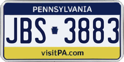 PA license plate JBS3883