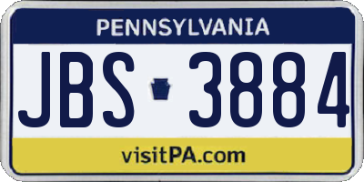 PA license plate JBS3884