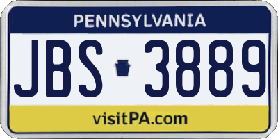 PA license plate JBS3889