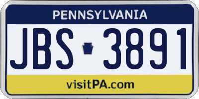 PA license plate JBS3891