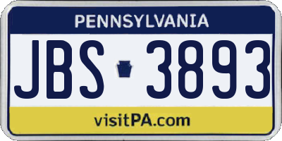 PA license plate JBS3893