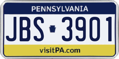 PA license plate JBS3901