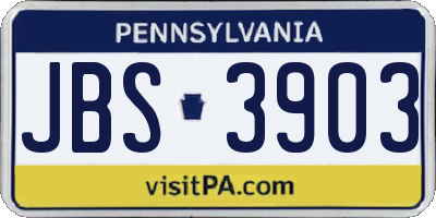 PA license plate JBS3903