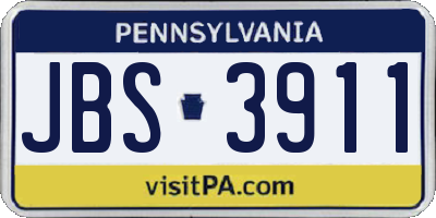 PA license plate JBS3911