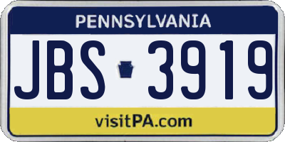 PA license plate JBS3919
