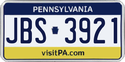 PA license plate JBS3921