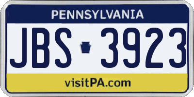 PA license plate JBS3923