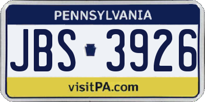 PA license plate JBS3926