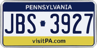 PA license plate JBS3927