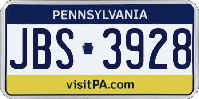 PA license plate JBS3928
