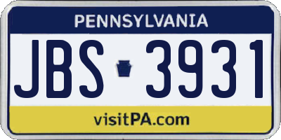PA license plate JBS3931