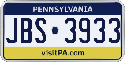 PA license plate JBS3933