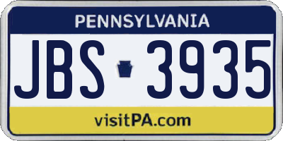 PA license plate JBS3935