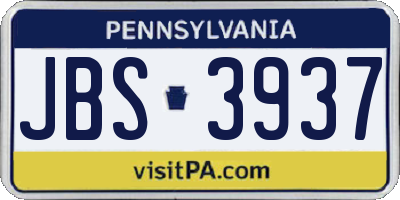 PA license plate JBS3937