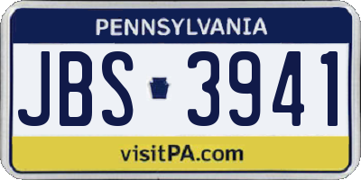 PA license plate JBS3941