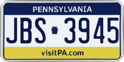 PA license plate JBS3945