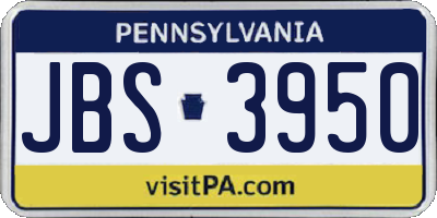 PA license plate JBS3950