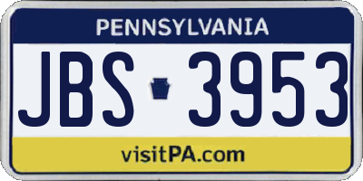 PA license plate JBS3953
