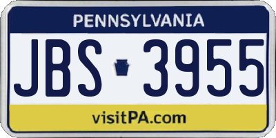 PA license plate JBS3955