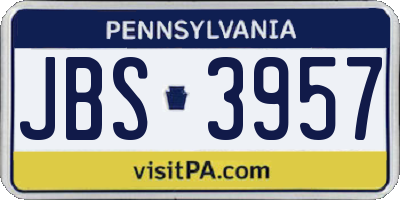 PA license plate JBS3957