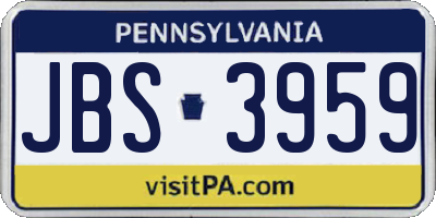 PA license plate JBS3959