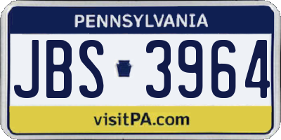 PA license plate JBS3964