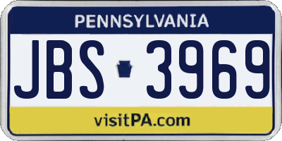 PA license plate JBS3969