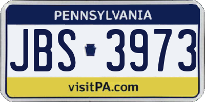 PA license plate JBS3973