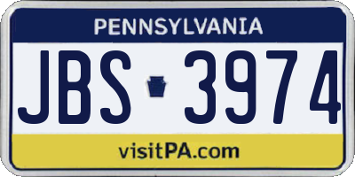 PA license plate JBS3974
