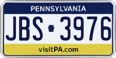 PA license plate JBS3976