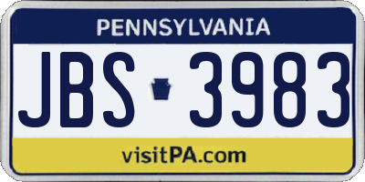 PA license plate JBS3983