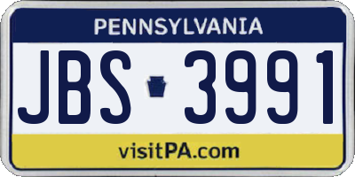 PA license plate JBS3991